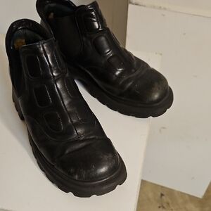 Women's Black Leather Moto Boots